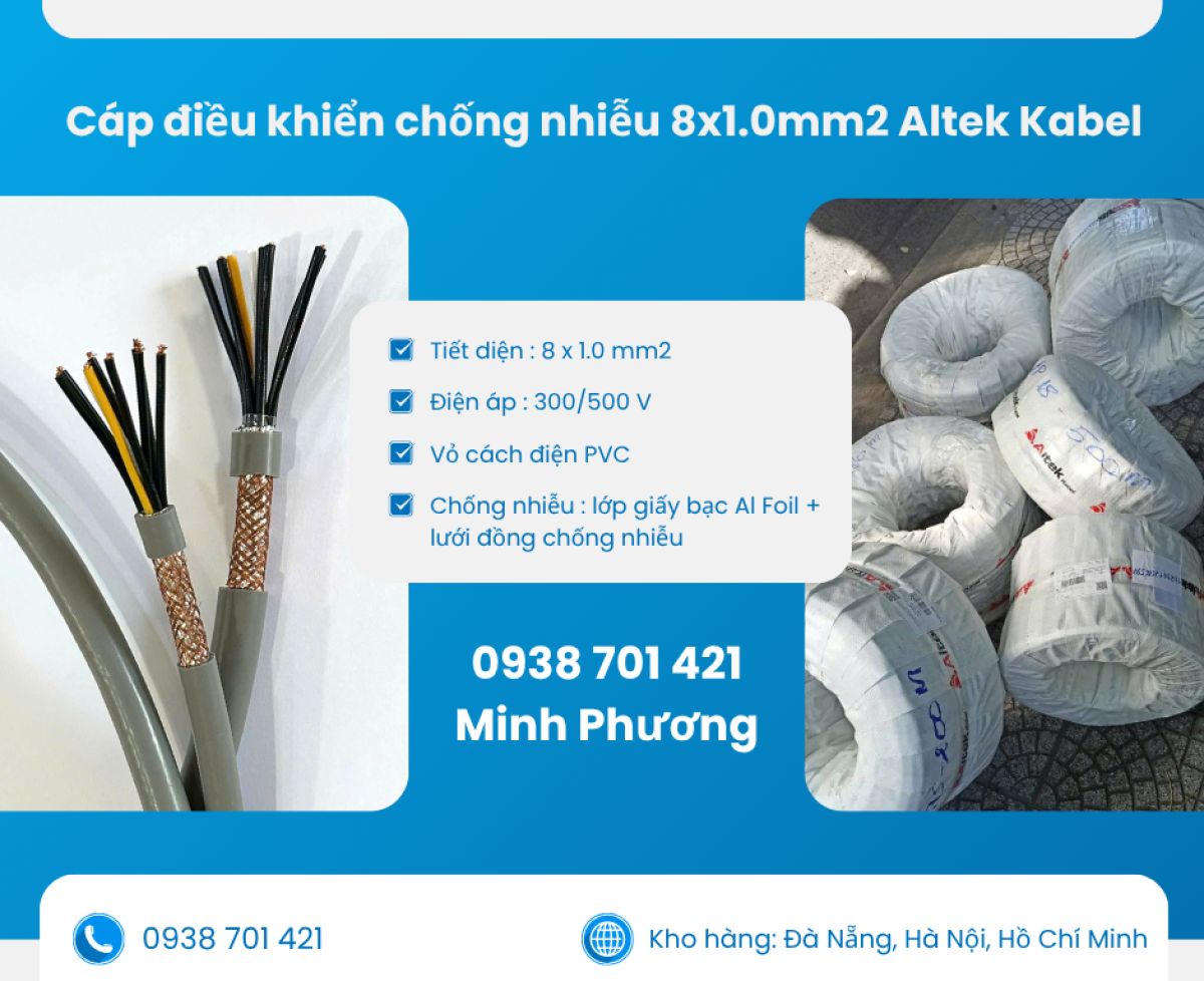 Cáp điều khiển chống nhiễu 8x1.0mm2 – Báo giá mới nhất, hàng chính hãng