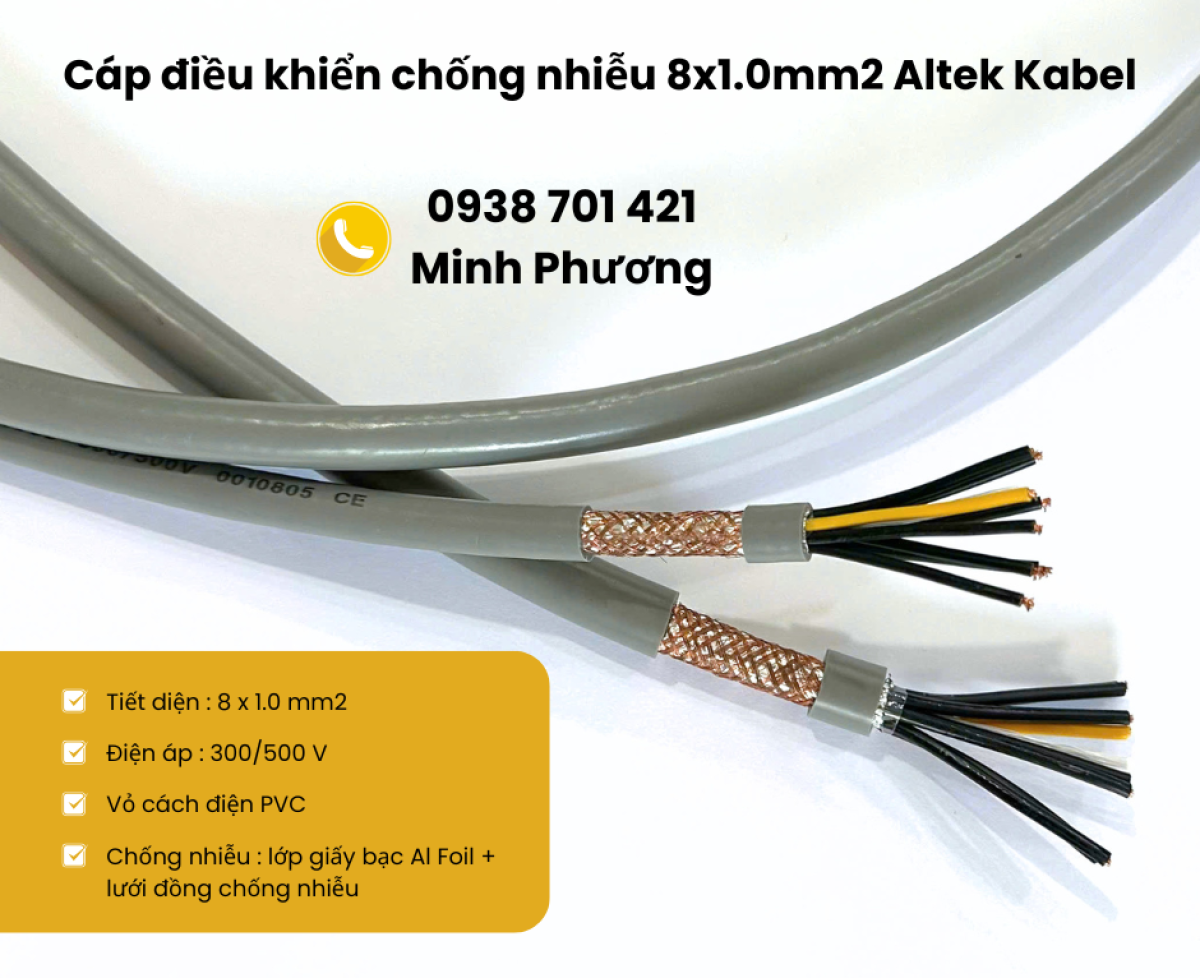 Cáp điều khiển chống nhiễu 8x1.0mm2 – Báo giá mới nhất, hàng chính hãng