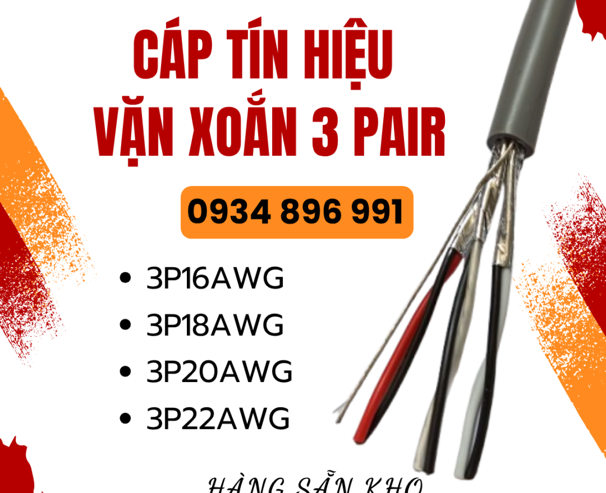 Cáp vặn xoắn 3 Pair 20 AWG giá sỉ tại Lào Cai, Yên Bái, Hà Giang