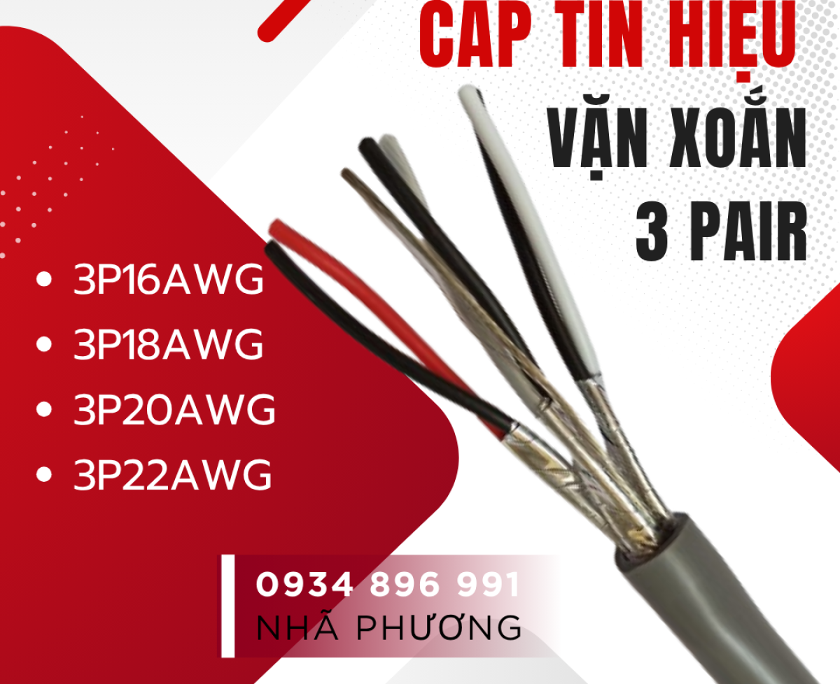 Cáp vặn xoắn 3 Pair 20 AWG giá sỉ tại Lào Cai, Yên Bái, Hà Giang