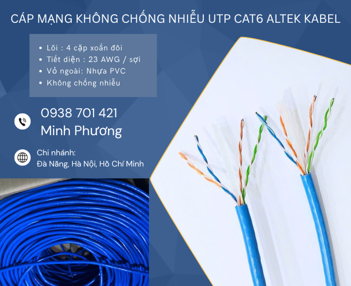 Cáp mạng UTP Cat6 không chống nhiễu – Giải pháp tiết kiệm cho hệ thống mạng