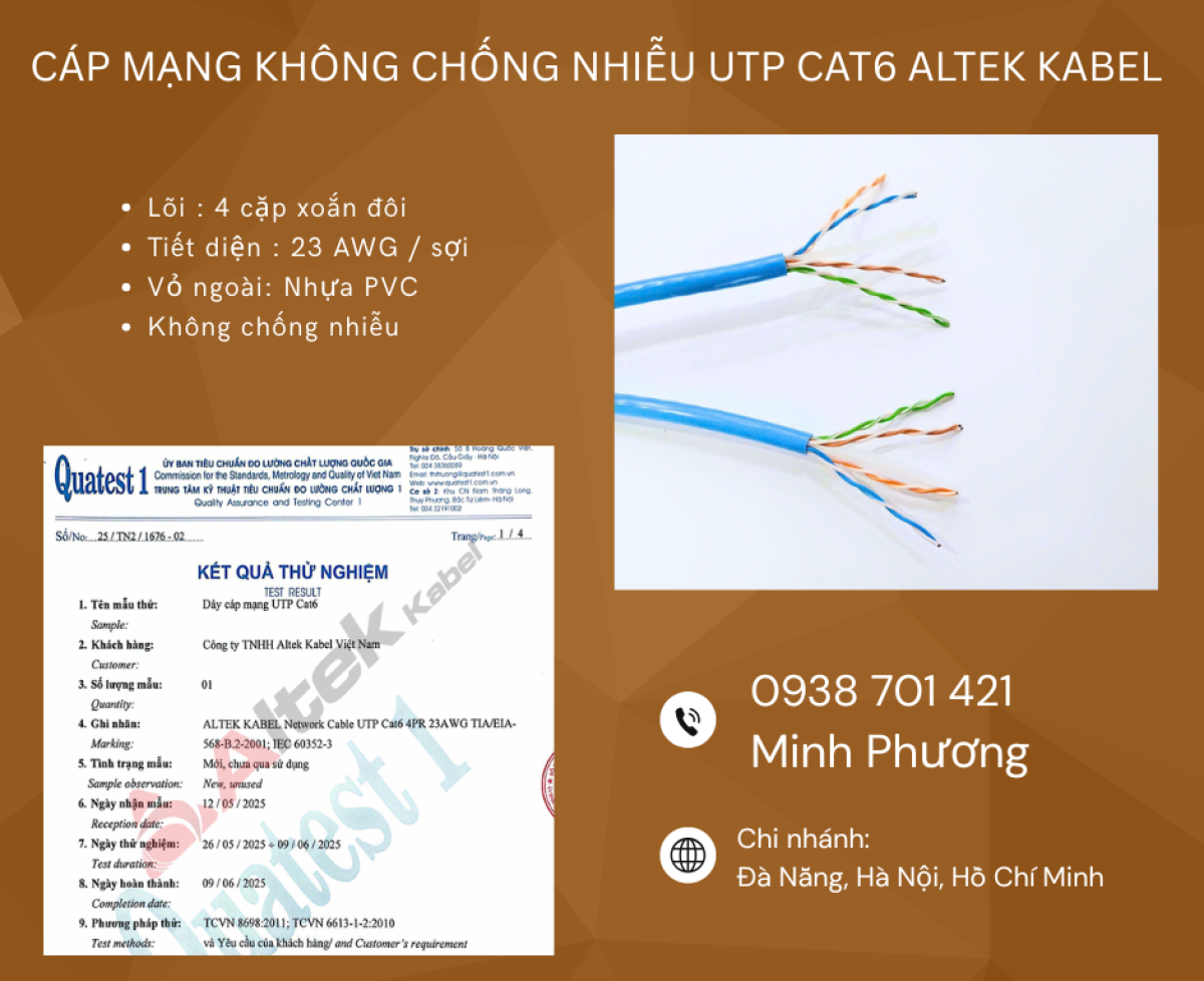 Cáp mạng UTP Cat6 không chống nhiễu – Giải pháp tiết kiệm cho hệ thống mạng
