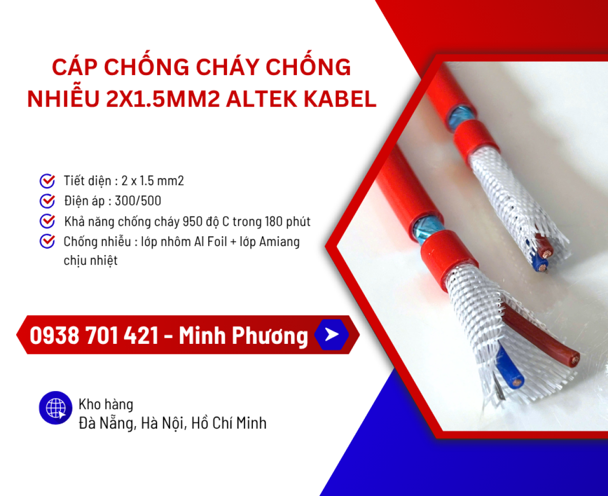 Cáp chống cháy chống nhiễu 2x1.5mm2: Báo giá & ứng dụng mới nhất 2026