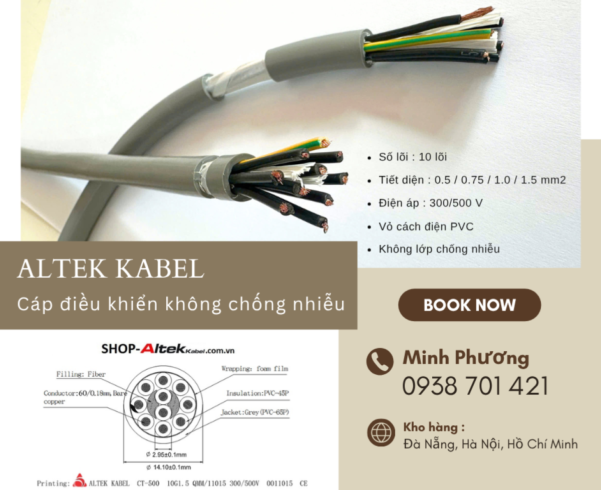Báo giá cáp điều khiển không chống nhiễu 10x1.5mm2 mới nhất Đà Nẵng, Huế