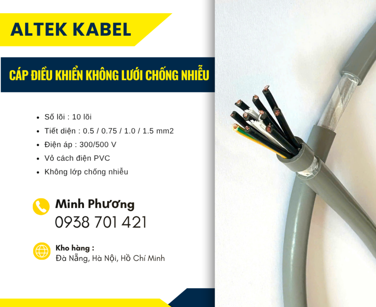 Báo giá cáp điều khiển không chống nhiễu 10x1.5mm2 mới nhất Đà Nẵng, Huế