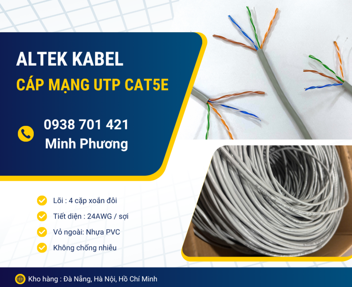 Cáp mạng không chống nhiễu UTP CAT5e giá tốt cho camera và internet