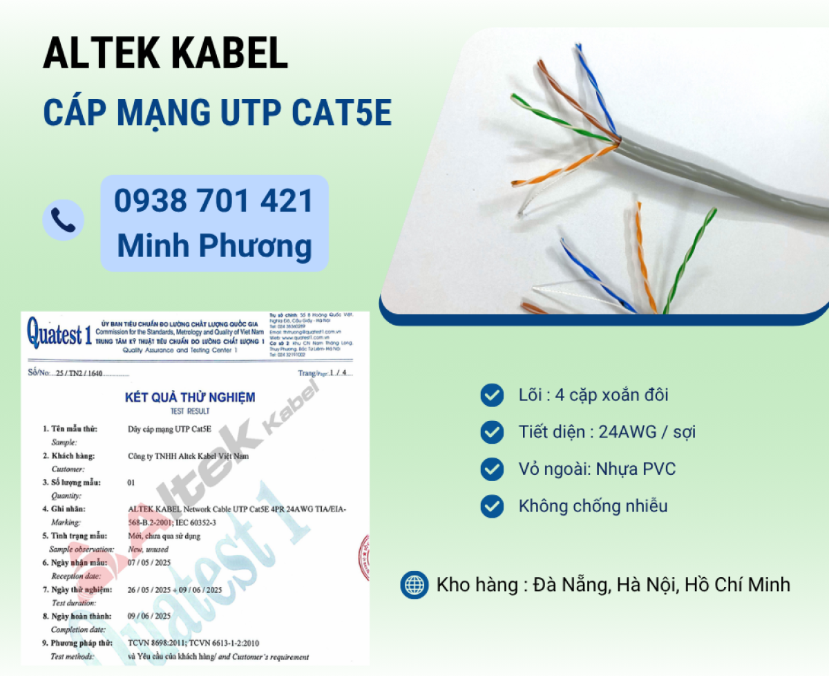 Cáp mạng không chống nhiễu UTP CAT5e giá tốt cho camera và internet