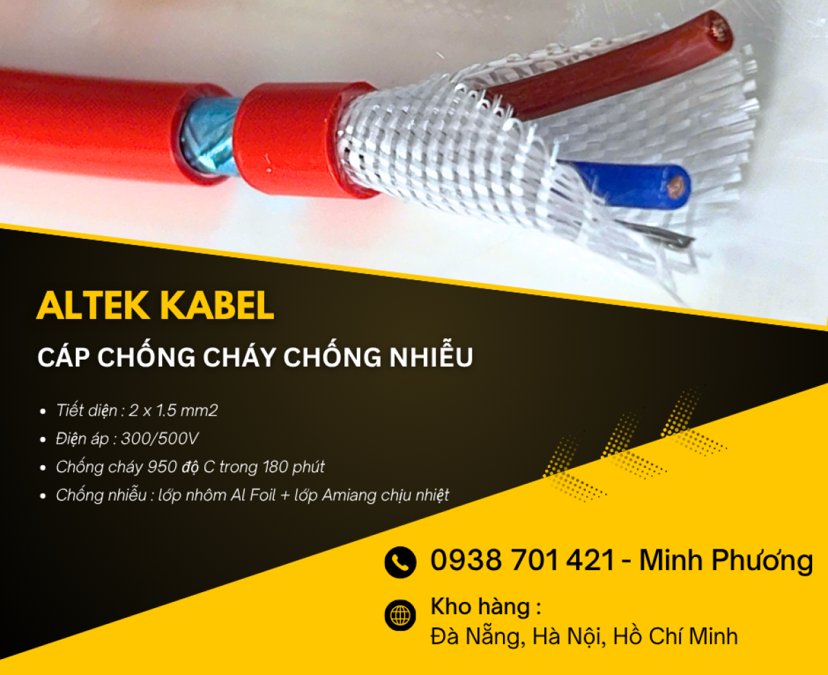 Cáp chống cháy chống nhiễu 2x1.5mm2 chất lượng cao Thanh Hóa, Nghệ An, Hà Tĩnh