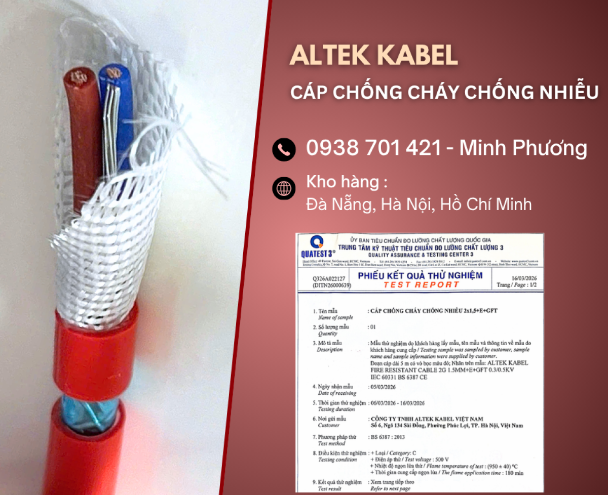 Cáp chống cháy chống nhiễu 2x1.5mm2 chất lượng cao Thanh Hóa, Nghệ An, Hà Tĩnh