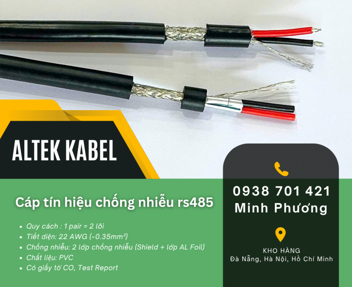 Cáp tín hiệu RS485 1 Pair 22AWG truyền dữ liệu ổn định Bình Định, Huế, Quảng Bình
