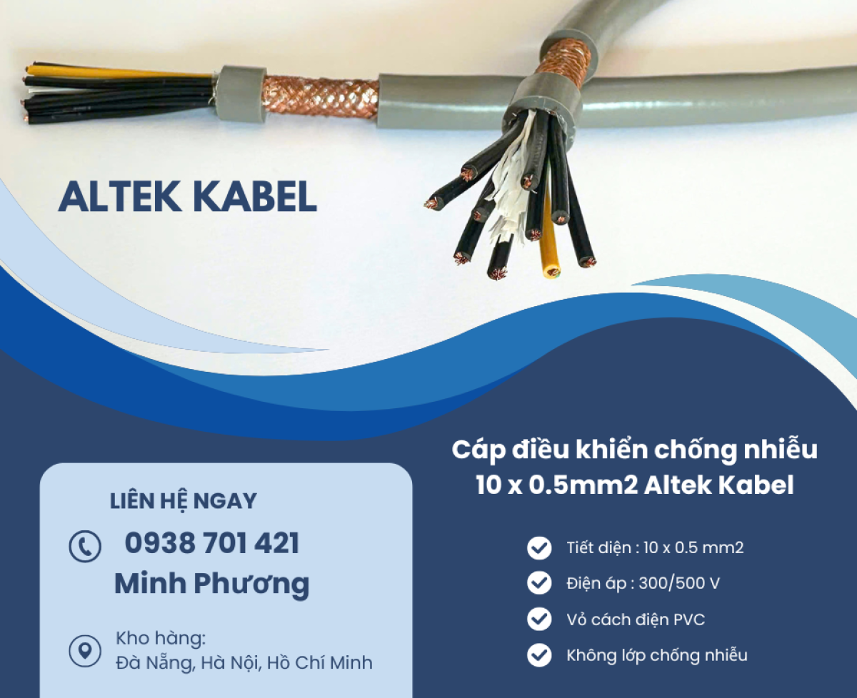 Cáp điều khiển chống nhiễu 10x0.5mm2 tại Gia Lai, Quảng Trị, Bình Định