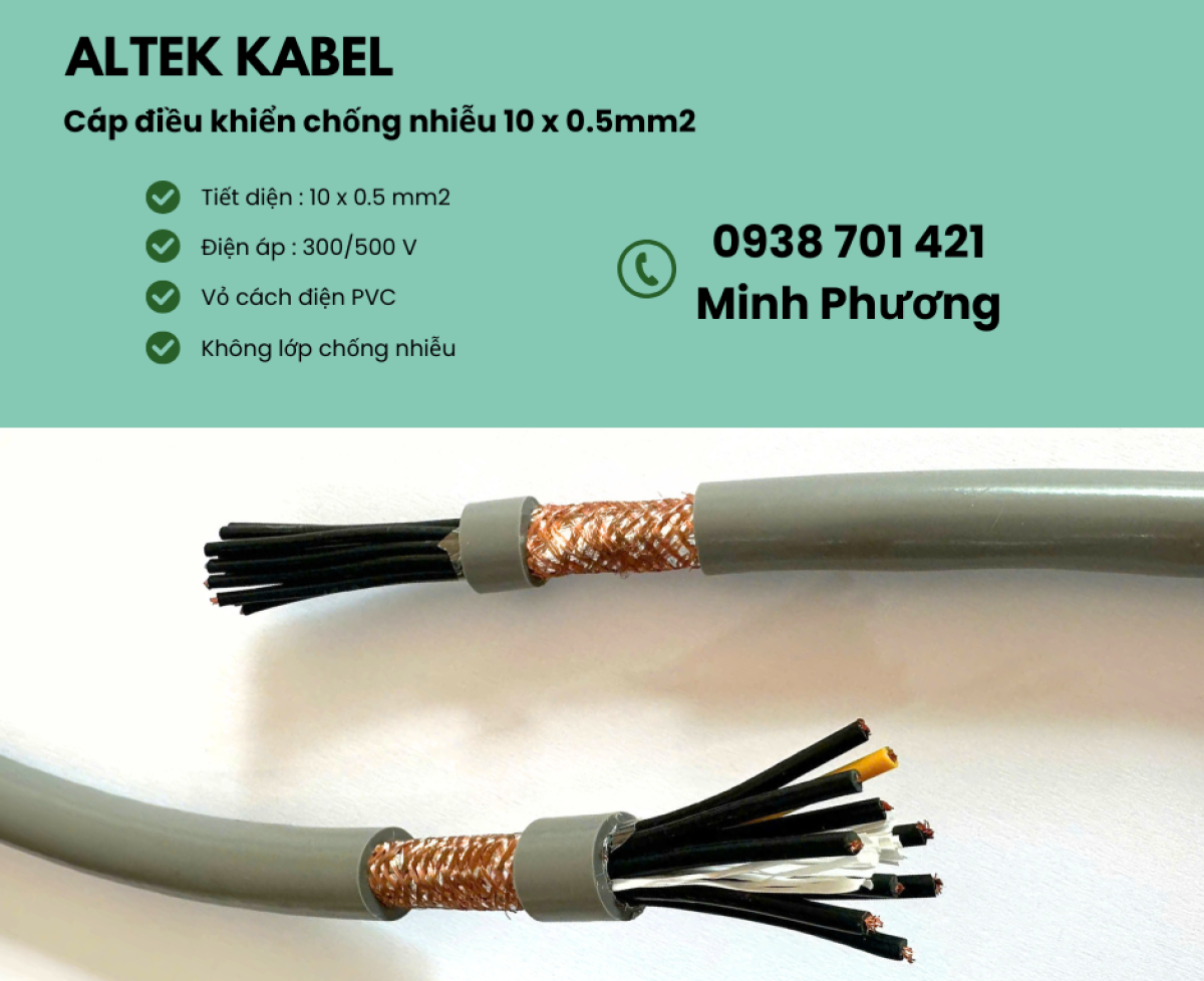 Cáp điều khiển chống nhiễu 10x0.5mm2 tại Gia Lai, Quảng Trị, Bình Định