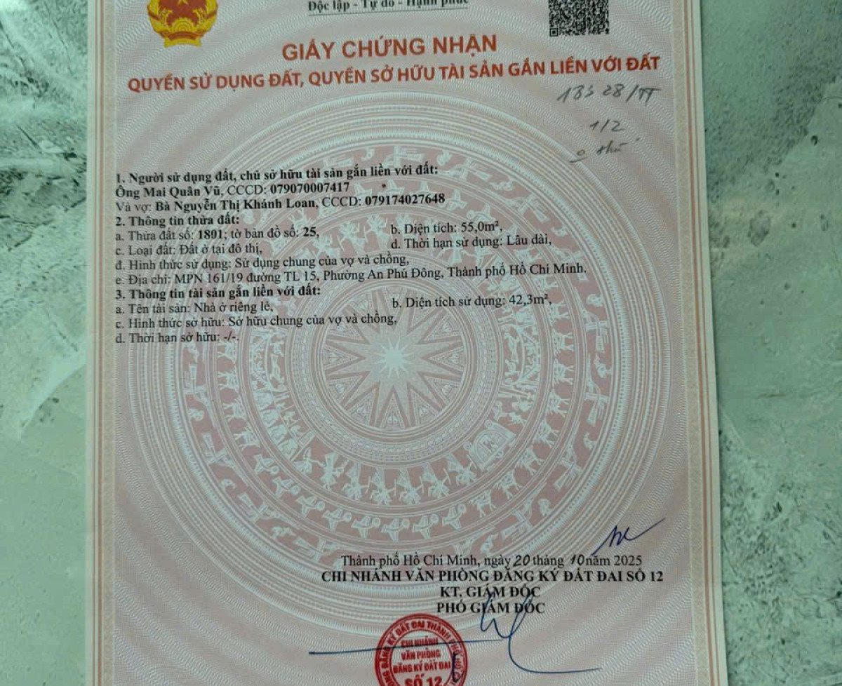 BÁN NHÀ PHƯỜNG AN PHÚ ĐÔNG (QUẬN 12 CŨ) – SỔ HỒNG RIÊNG – GIÁ CHỈ 5,7TỶ