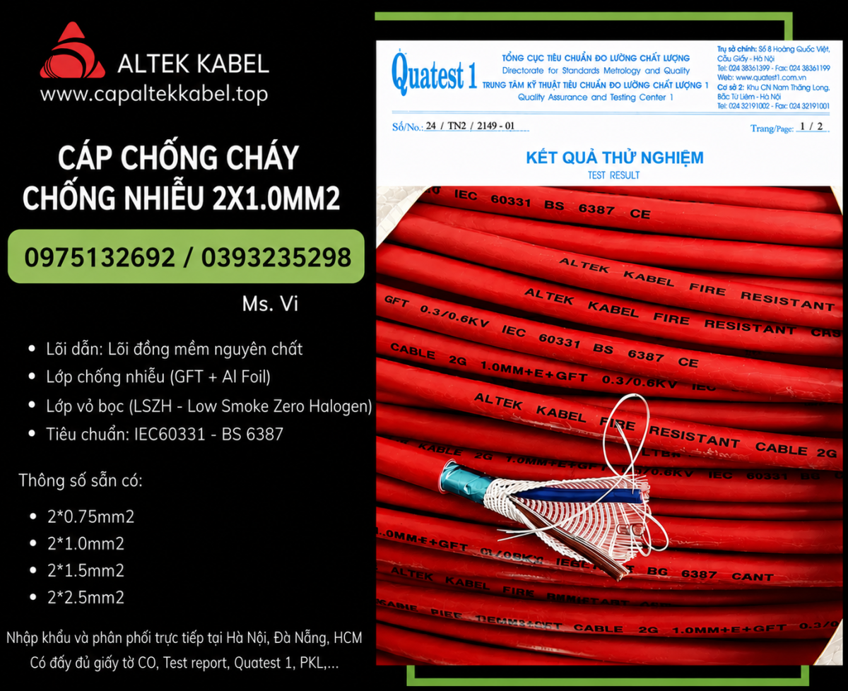 Cáp chống cháy Altek – an toàn công trình