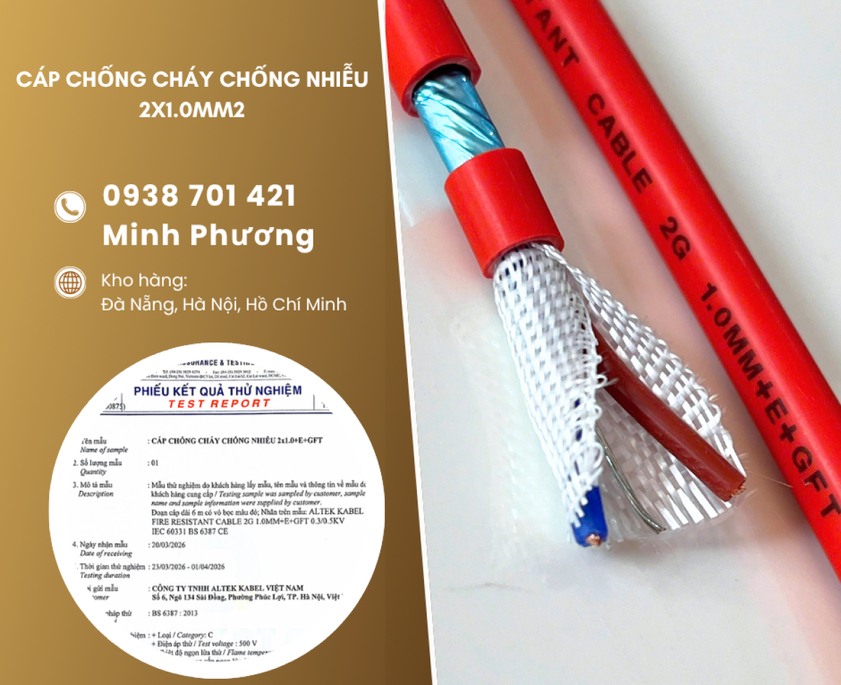 Cáp chống cháy chống nhiễu 2x1.0mm2 giá tốt - hàng sẵn kho Đà Nẵng, Hà Nội, HCM