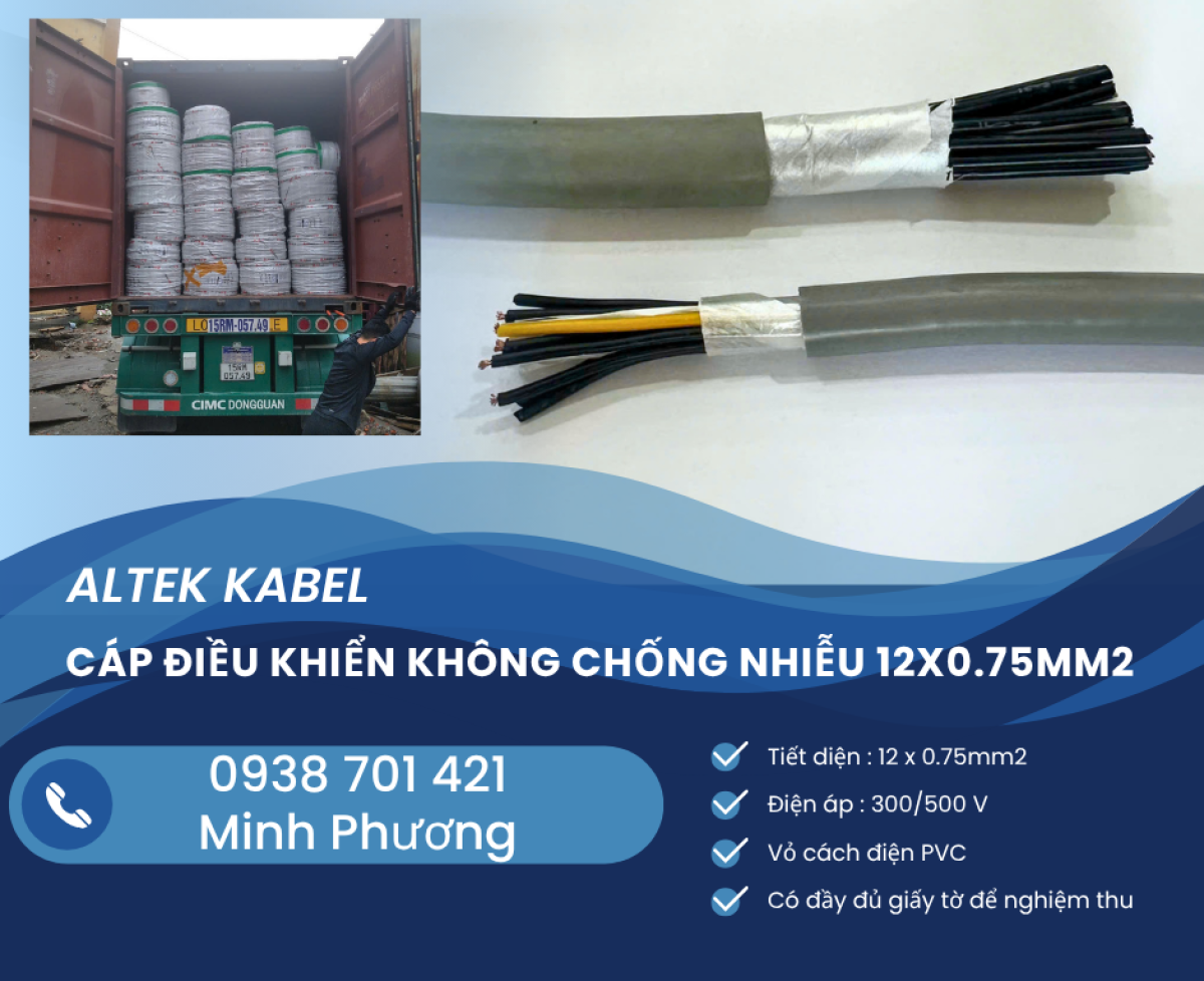 Cáp điều khiển không lưới chống nhiễu 12x0.75mm2 giá tốt Hà Nội, Hải Phòng, Bắc Ninh