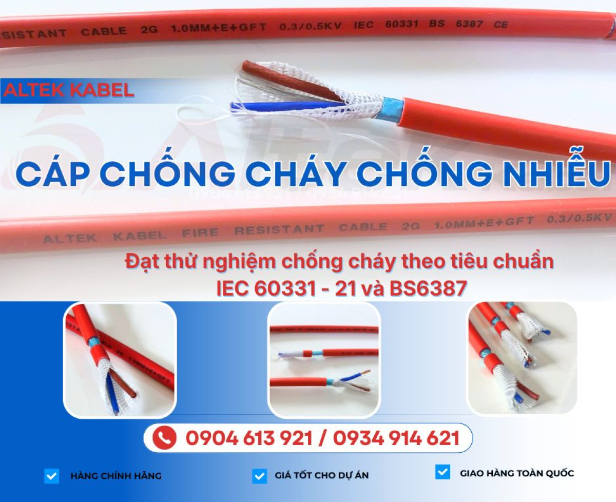 Dây cáp tín hiệu chống cháy, chống nhiễu 2x1.0mm2/2x1.5mm2 Altek Kabel - Hà Nội, Đà Nẵng, HCM