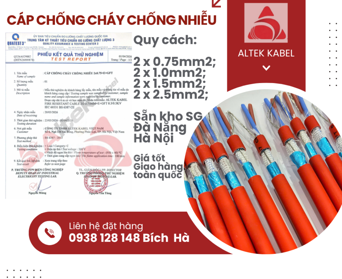 Cáp chống cháy chống nhiễu Altek Kabel đạt tiêu chuẩn BS6387