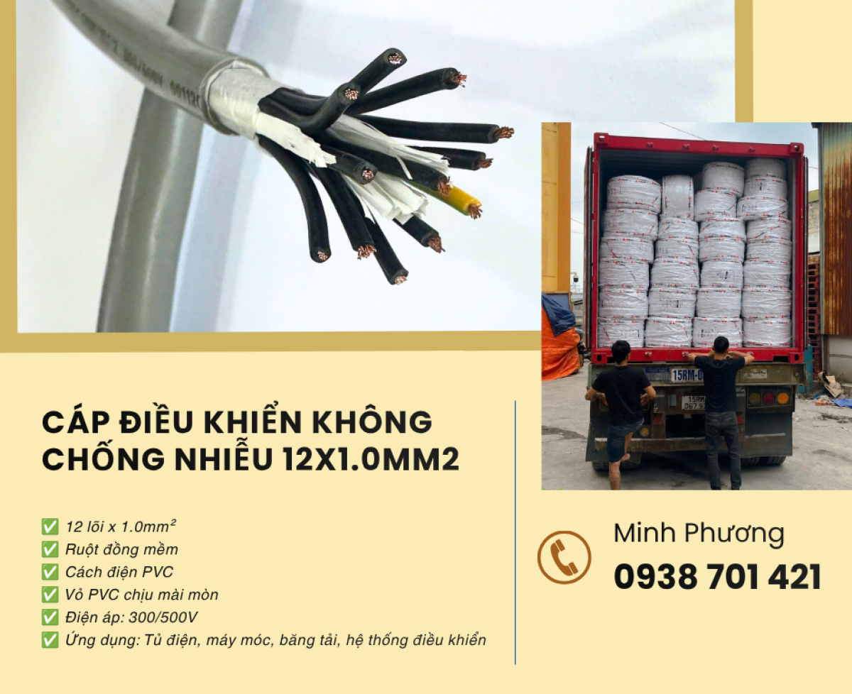 Cung cấp cáp điều khiển 12x1.0mm2 toàn quốc Quảng Ngãi, Bình Định, Phú Yên