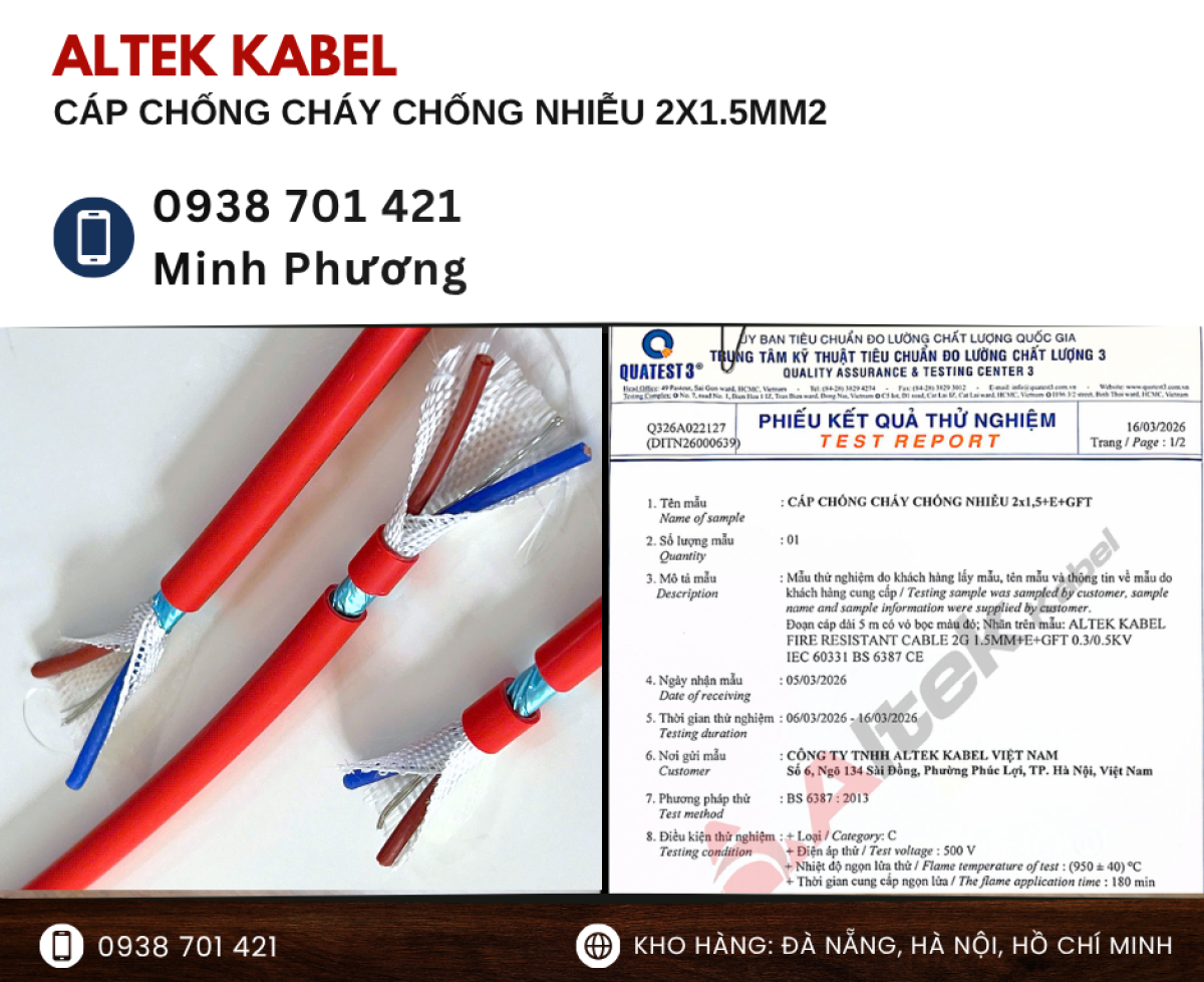 Cáp chống cháy chống nhiễu 2x1.5mm2 giao hàng toàn quốc Đà Nẵng, Huế, Nghệ An