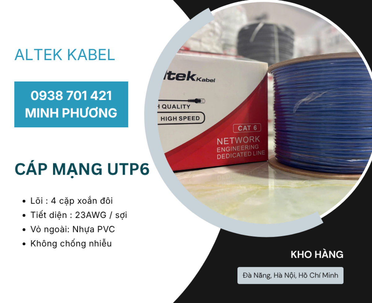 Cáp mạng UTP Cat6 – Giải pháp kết nối mạng tốc độ cao Quảng Ngãi, Bình Định, Huế