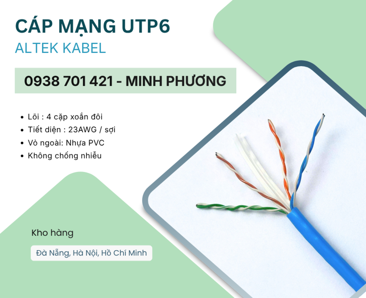 Cáp mạng UTP Cat6 – Giải pháp kết nối mạng tốc độ cao Quảng Ngãi, Bình Định, Huế