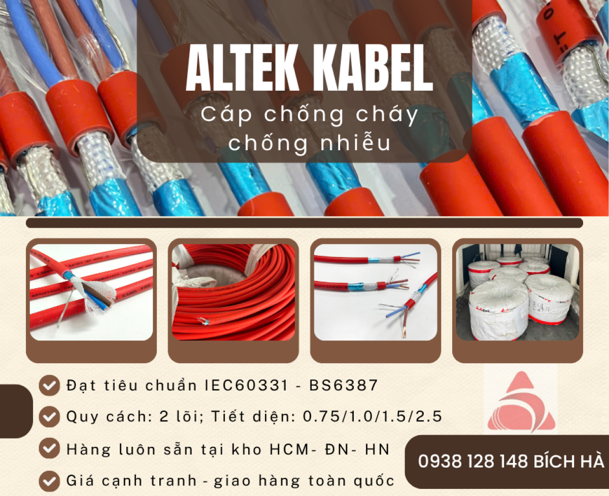 CÁP CHỐNG CHÁY CHỐNG NHIỄU ALTEK KABEL 2 LÕI đạt tiêu chuẩn BS6387