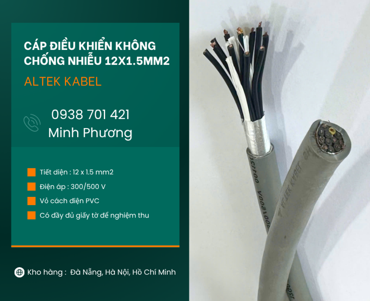 Cáp điều khiển không chống nhiễu 12x1.5mm2 chính hãng Huế, Thanh Hóa, Nghệ An