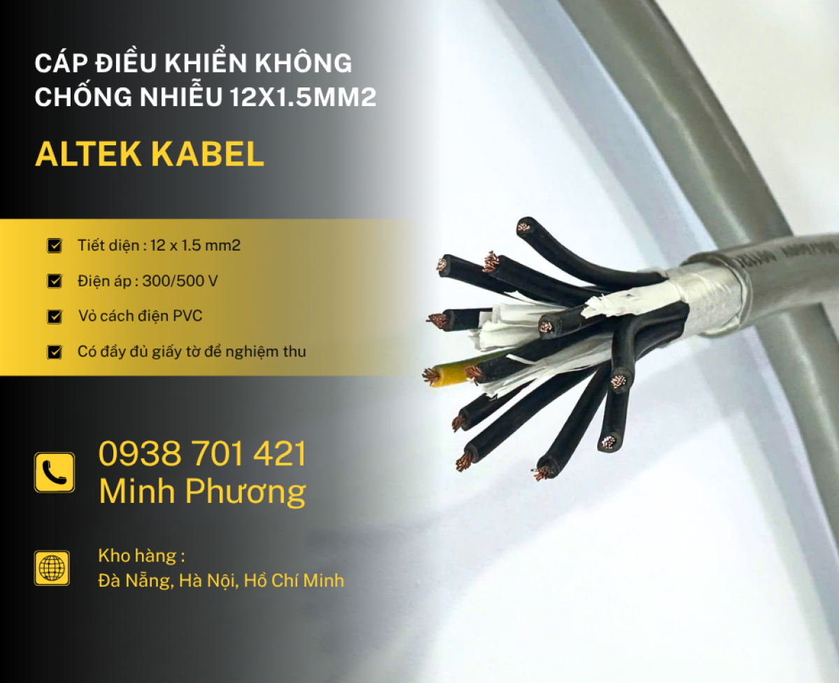 Cáp điều khiển không chống nhiễu 12x1.5mm2 chính hãng Huế, Thanh Hóa, Nghệ An