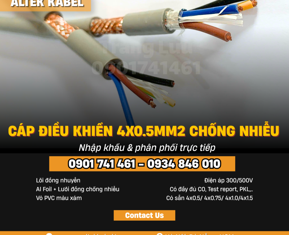 Cáp Altek Kabel 4x0.5 chống nhiễu sẵn hàng Thanh Hóa, Nghệ An, Hà Tĩnh, Quảng Trị