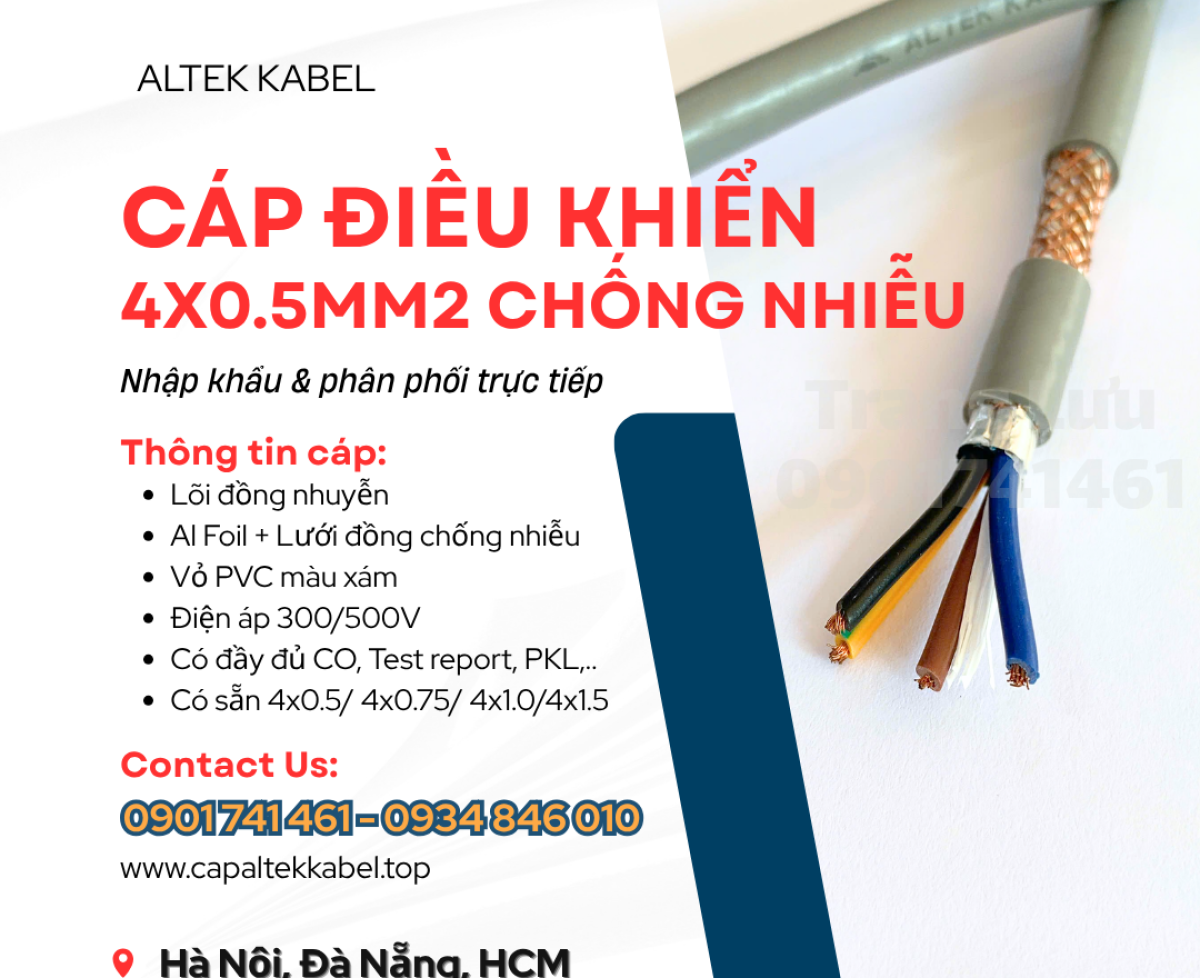Cáp Altek Kabel 4x0.5 chống nhiễu sẵn hàng Thanh Hóa, Nghệ An, Hà Tĩnh, Quảng Trị