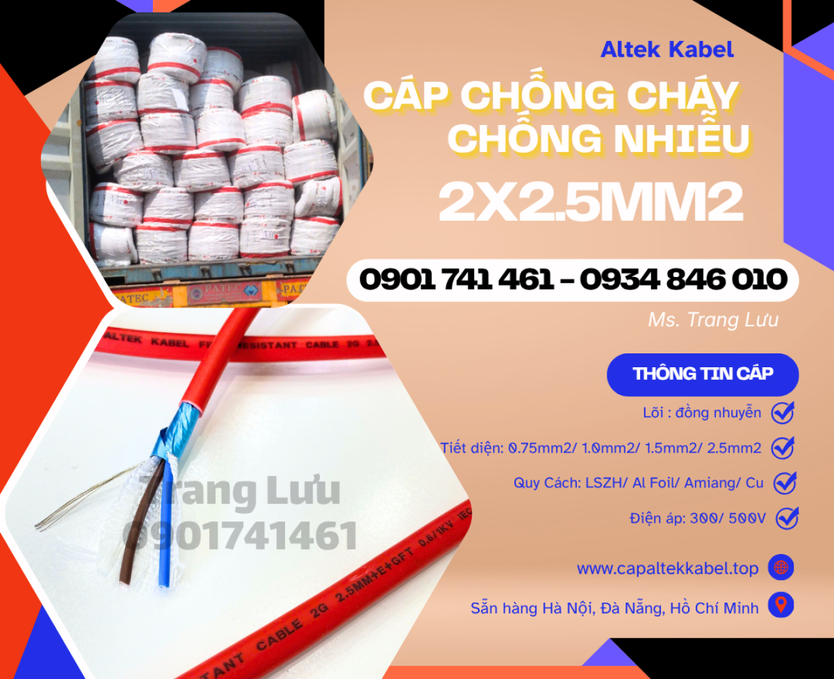Tổng kho cáp chống cháy chống nhiễu 2x2.5 Altek Kabel tại Đà Nẵng