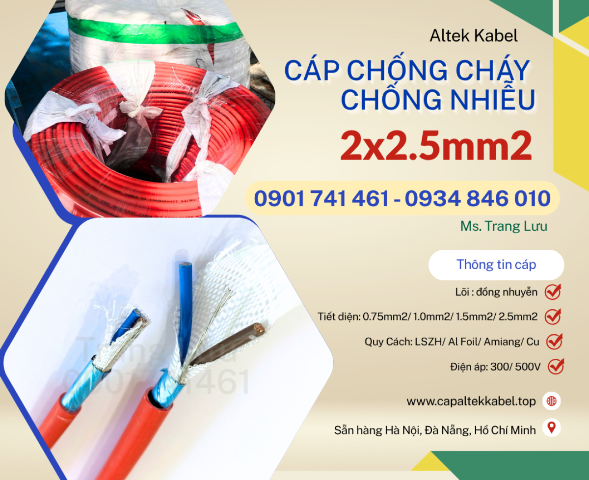 Tổng kho cáp chống cháy chống nhiễu 2x2.5 Altek Kabel tại Đà Nẵng
