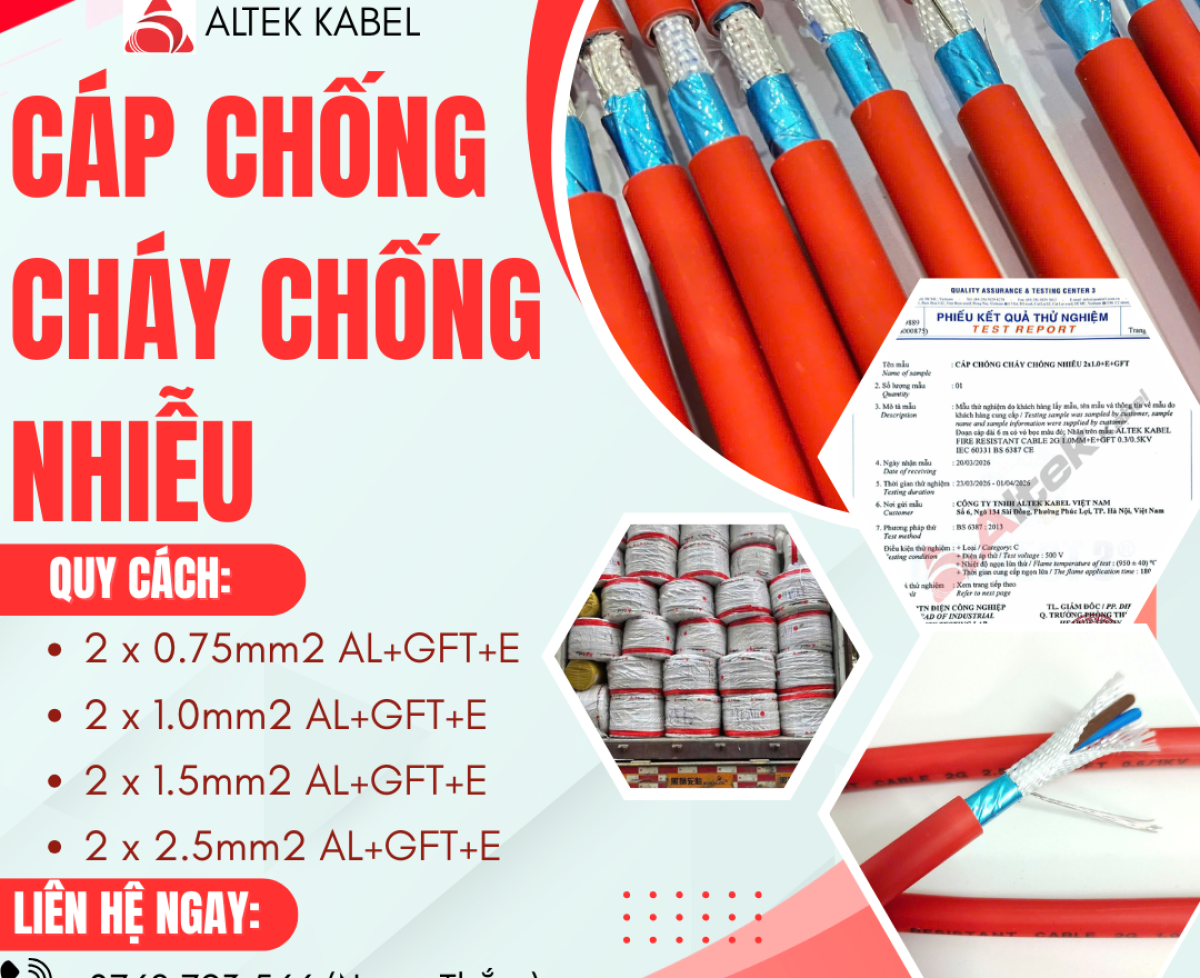Cáp Chống Cháy Chống Nhiễu ALTEK KABEL 950 độ C 180 phút