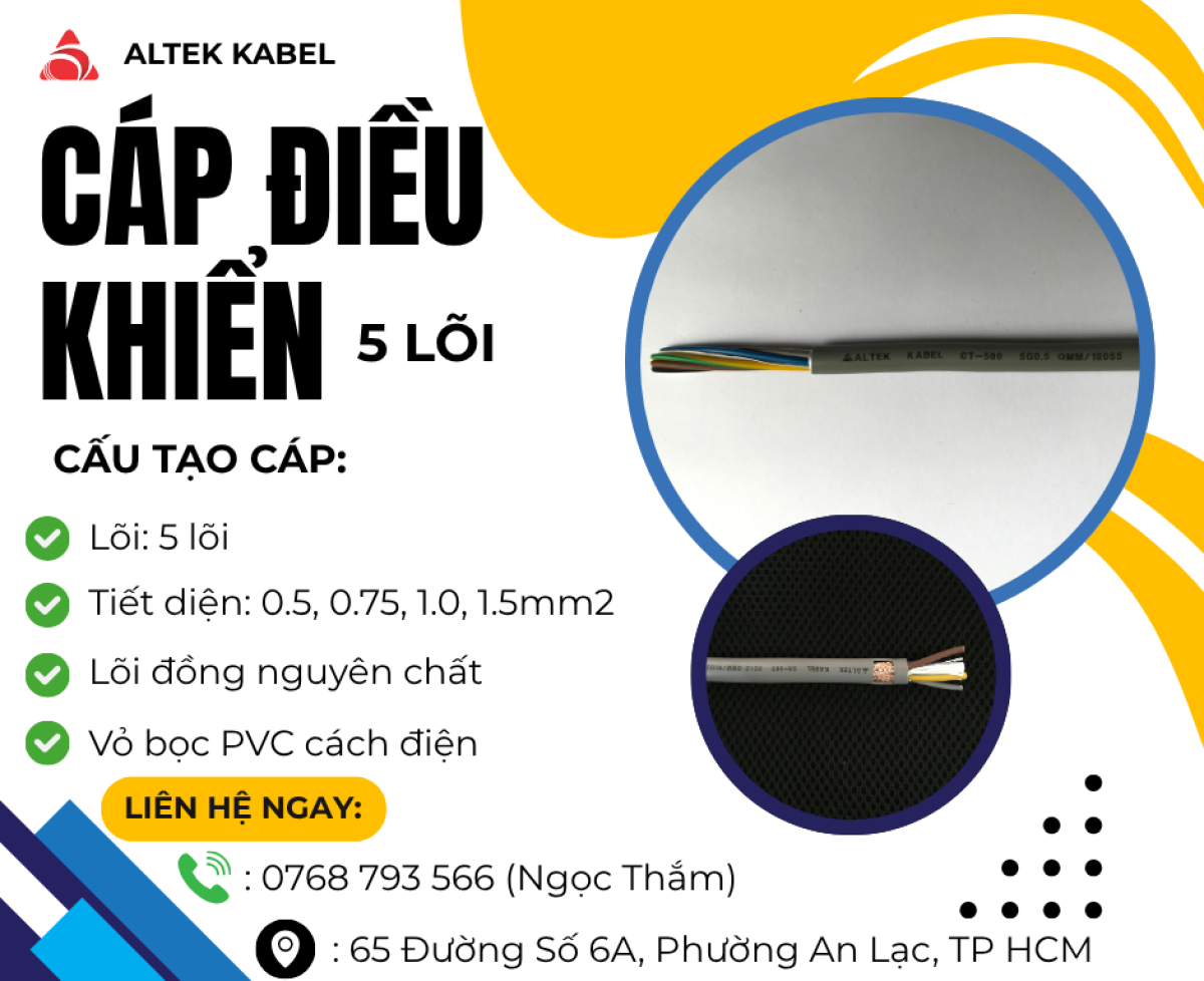 Cáp Điều Khiển 5 Lõi ALTEK KABEL