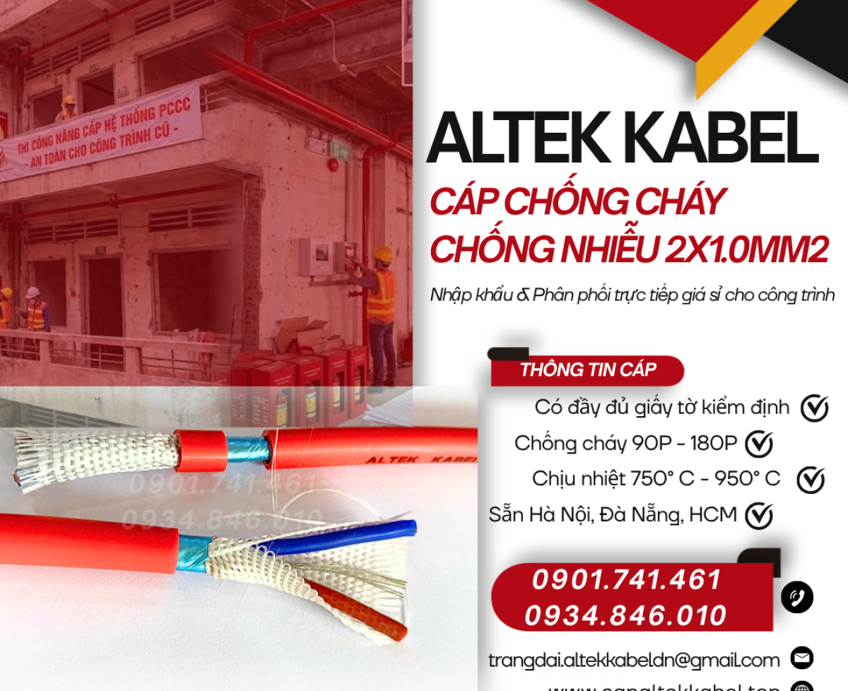 Dây cáp chống cháy chống nhiễu Altek Kabel 950 độ 180 phút