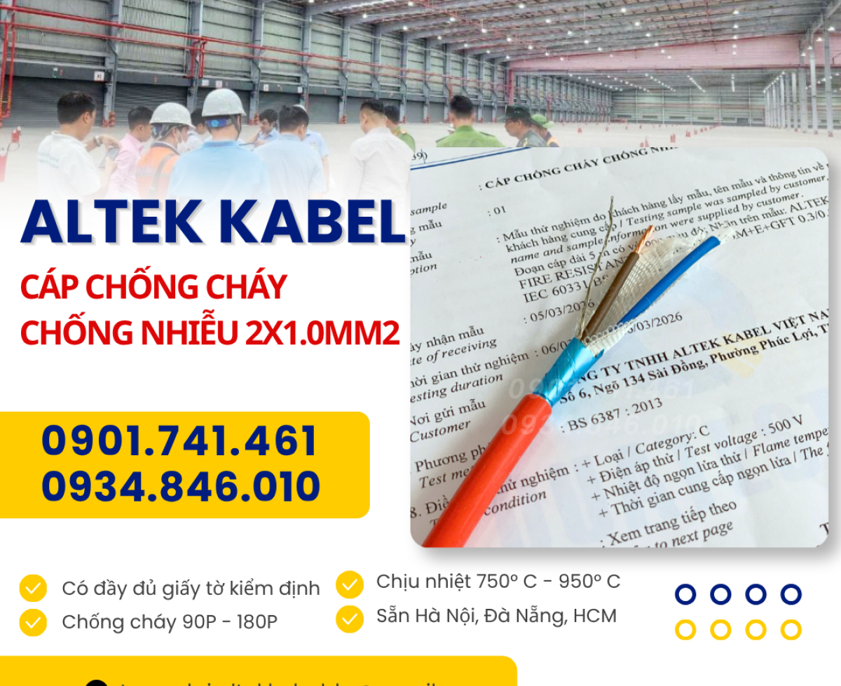 Dây cáp chống cháy chống nhiễu Altek Kabel 950 độ 180 phút