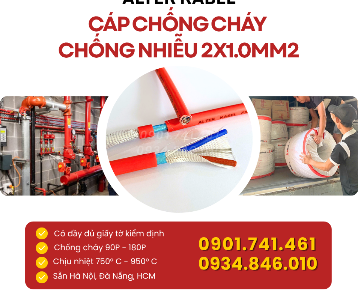 Dây cáp chống cháy chống nhiễu Altek Kabel 950 độ 180 phút
