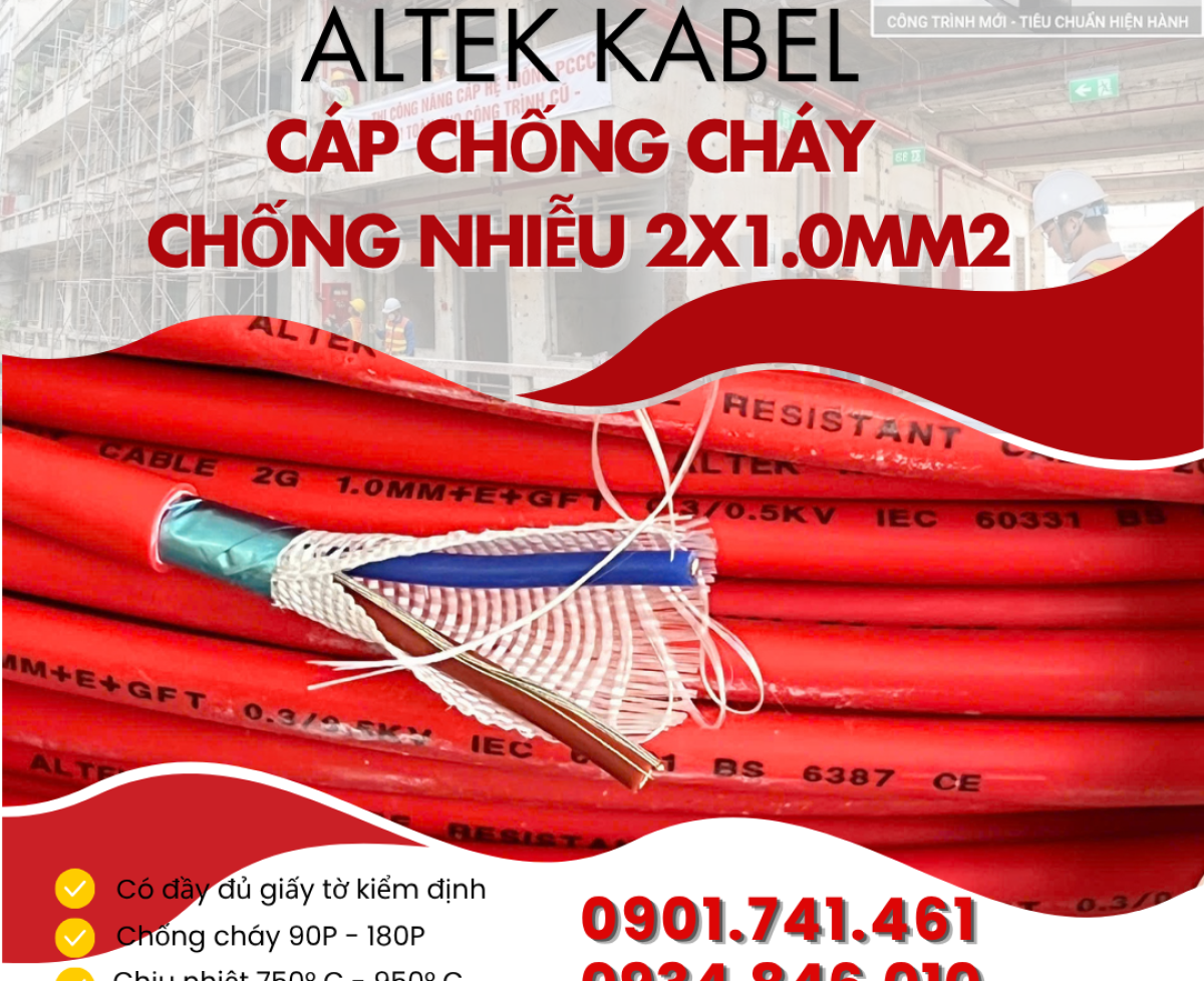 Dây cáp chống cháy chống nhiễu Altek Kabel 950 độ 180 phút