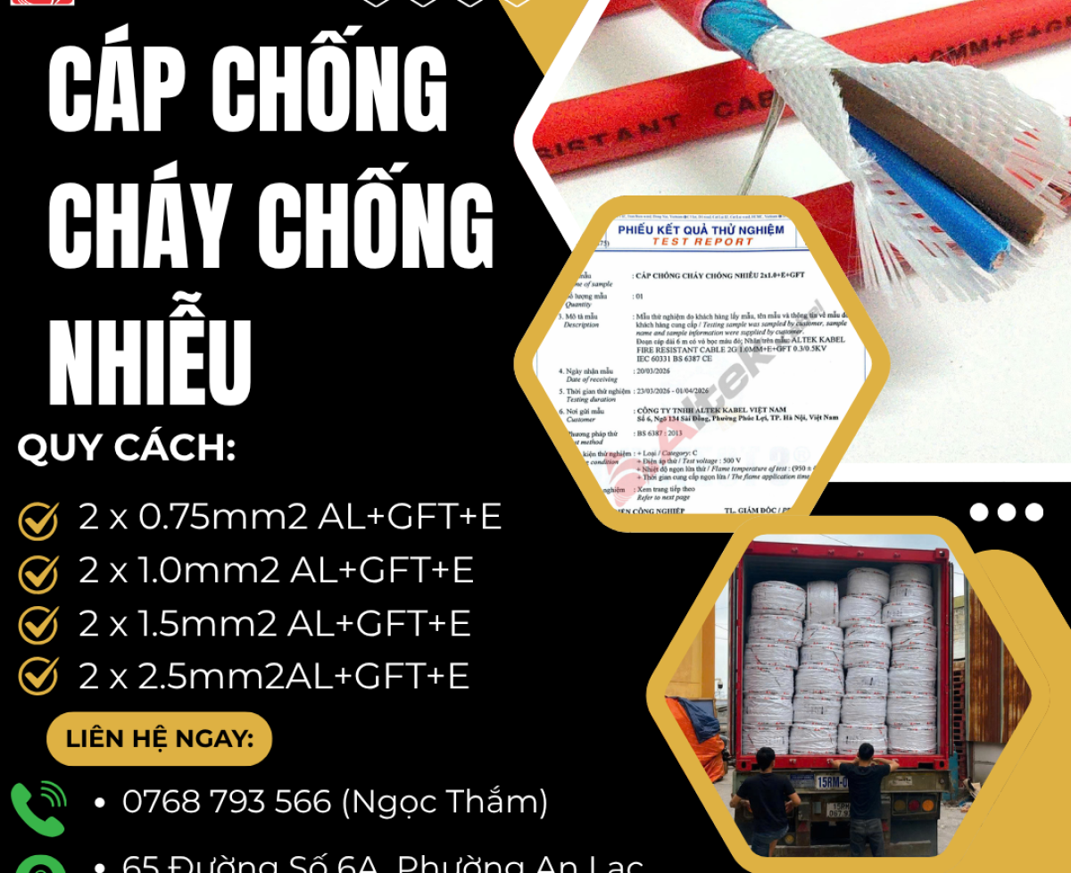 Cáp Chống Cháy Chống Nhiễu ALTEK KABEL NHIỆT ĐỘ CHÁY 950 độ C