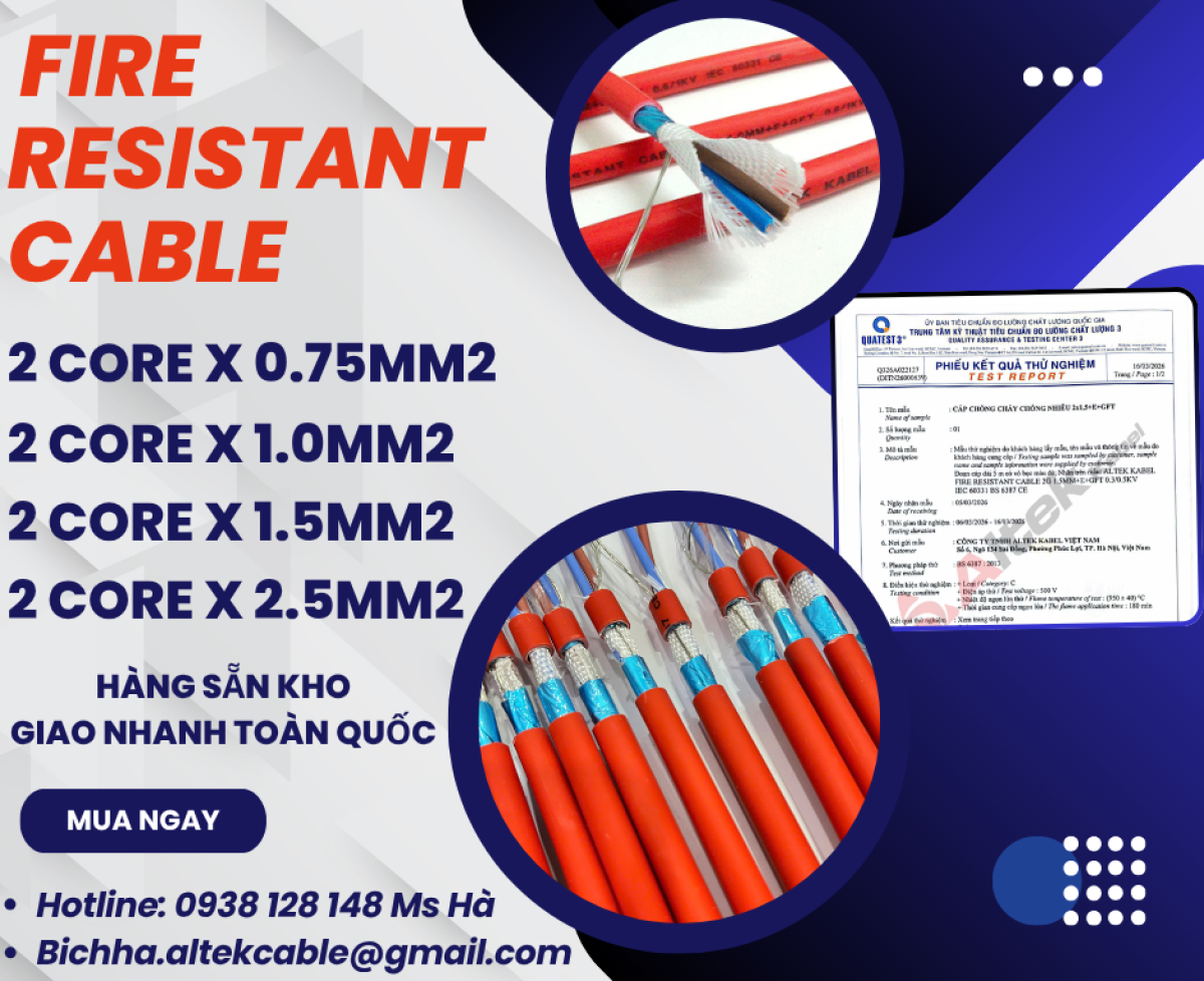 CÁP CHỐNG CHÁY CHỐNG NHIỄU 2x0.75/1.0/1.5/2.5 ALTEK KABEL​