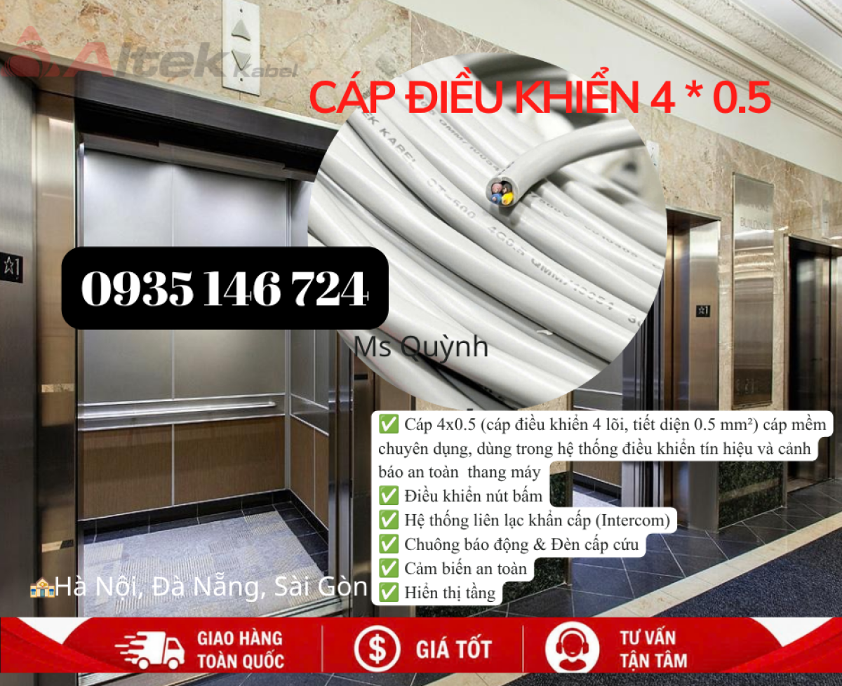 Cáp điều khiển 4x0.5 Altek Kabel cáp điều khiển 4 lõi, tiết diện 0.5 mm²