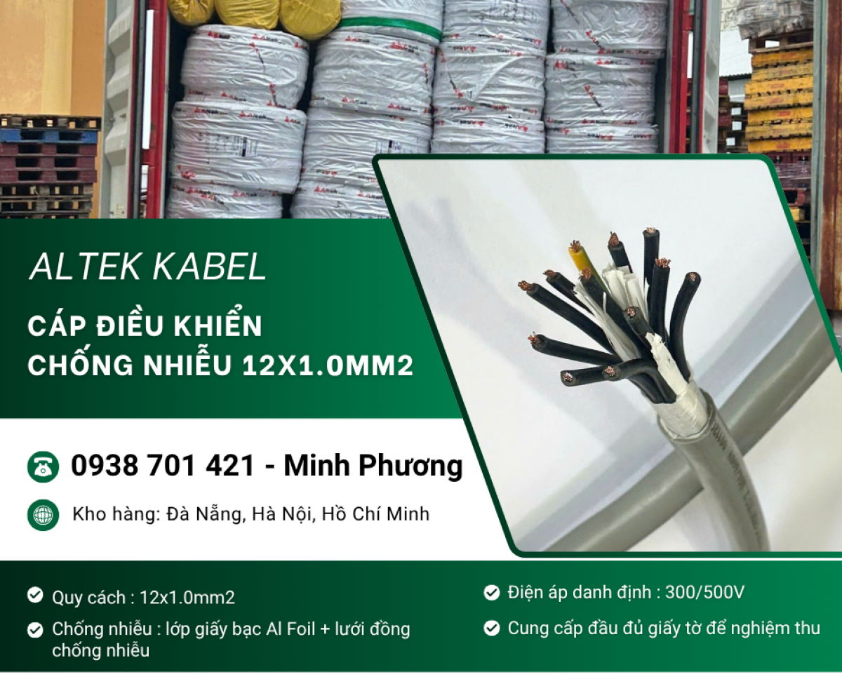 Dây cáp điều khiển có lưới chống nhiễu 12x1.0mm2 Altek Kabel Đà Nẵng, Huế
