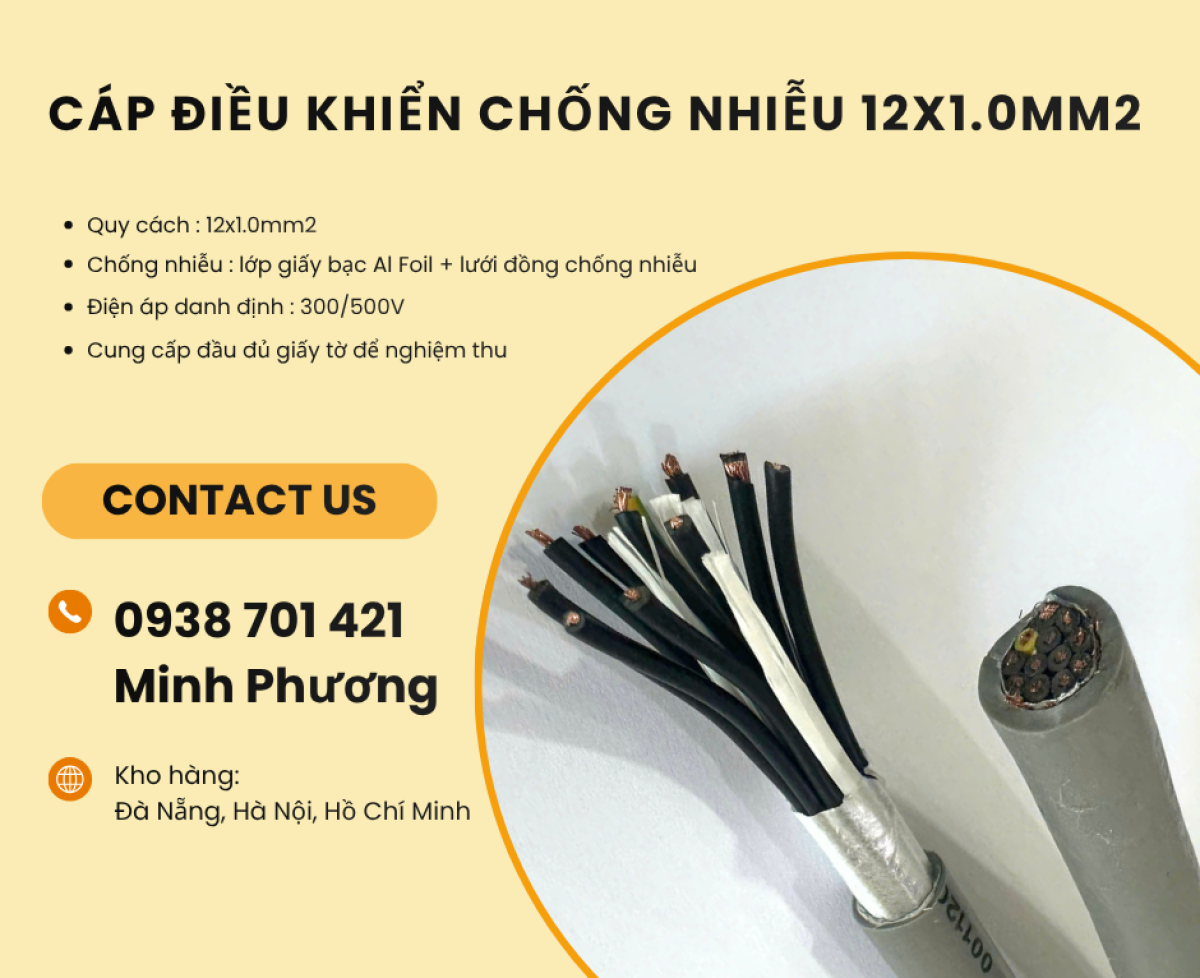Dây cáp điều khiển có lưới chống nhiễu 12x1.0mm2 Altek Kabel Đà Nẵng, Huế