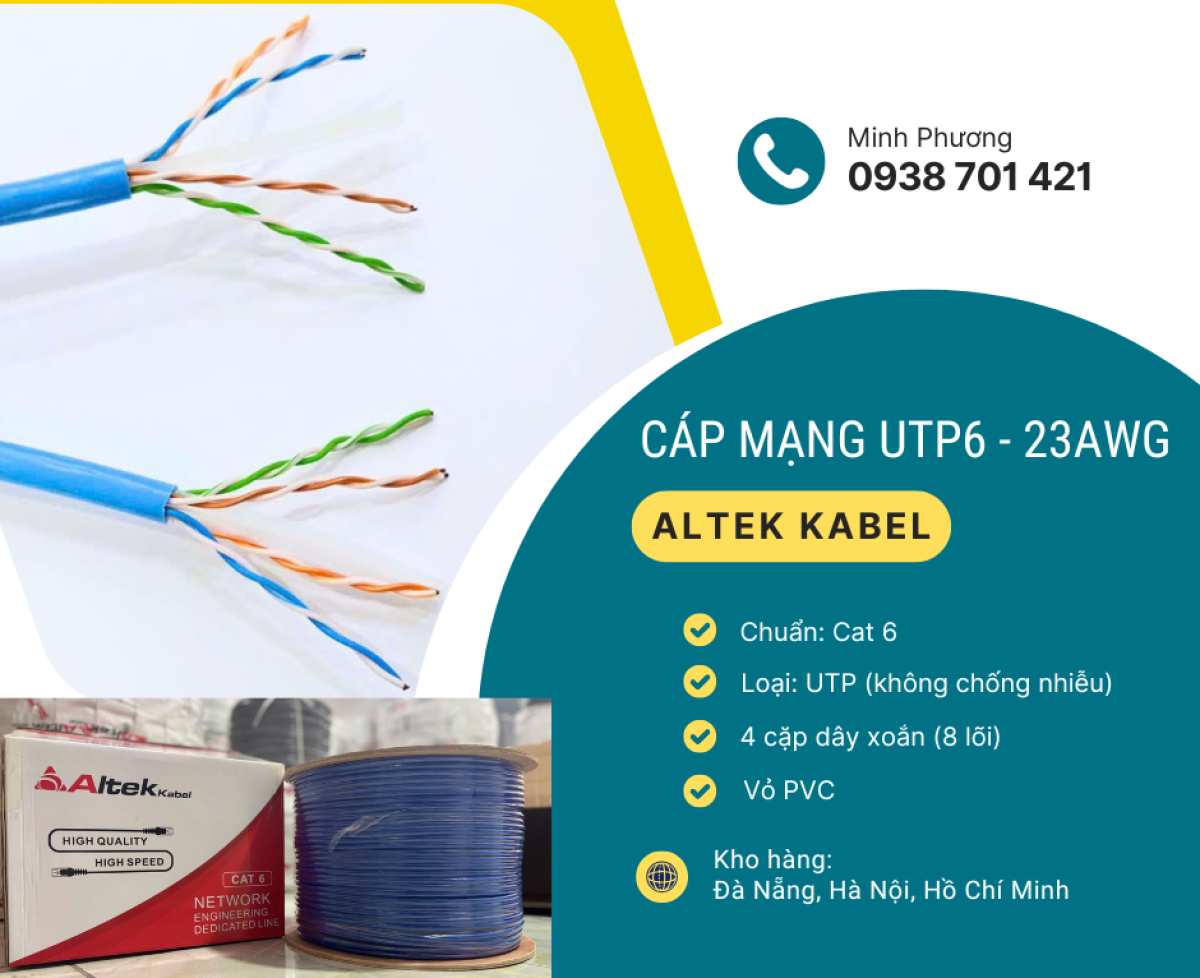 Cáp mạng UTP6 - 23AWG – Giải pháp kết nối mạng ổn định, tiết kiệm chi phí Đà Nẵng