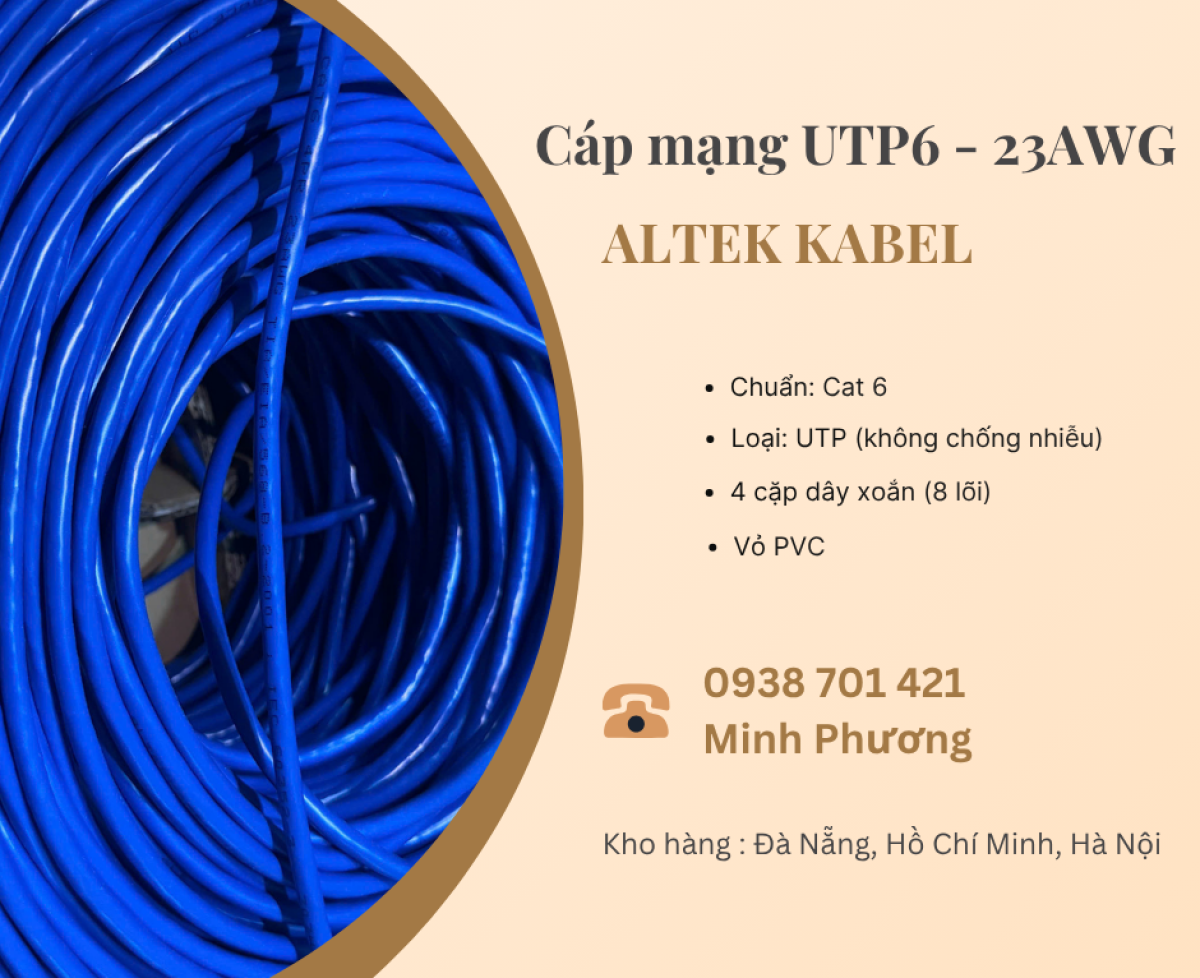 Cáp mạng UTP6 - 23AWG – Giải pháp kết nối mạng ổn định, tiết kiệm chi phí Đà Nẵng