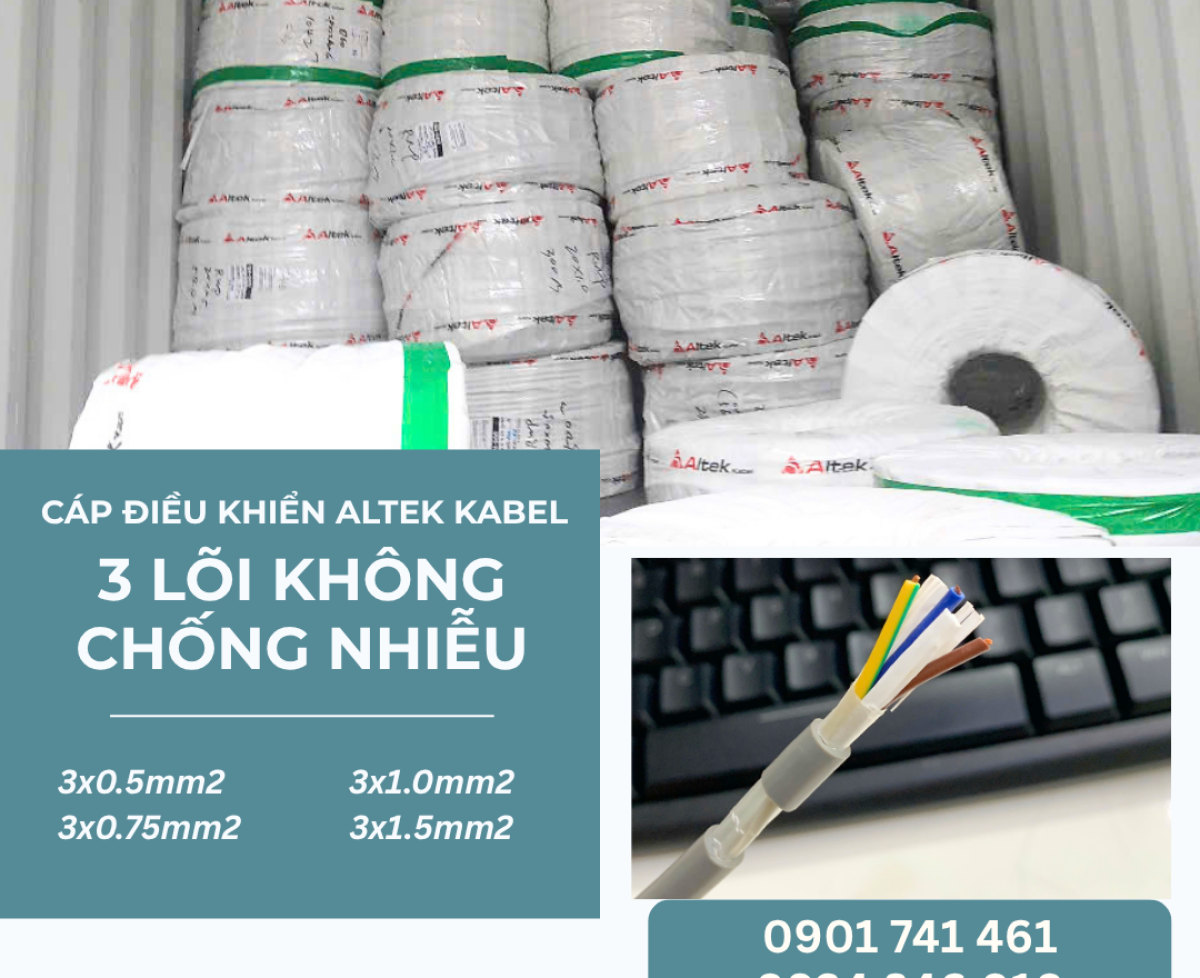 Cáp điều khiển Altek Kabel 3x0.5/3x0.75/3x1.0/3x1.5 tại Hà Nội, Hải Phòng, Thanh Hóa