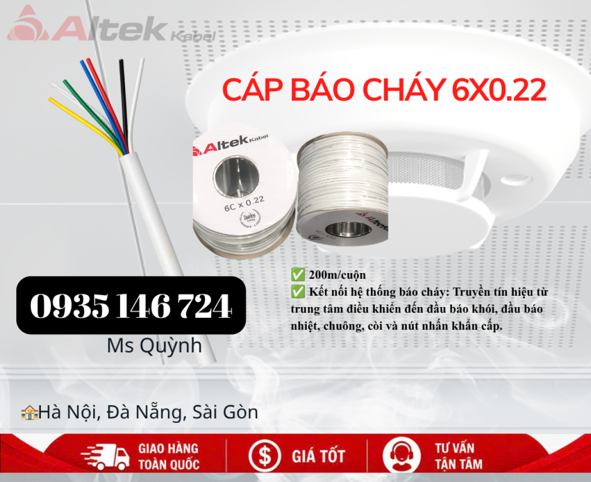 Cáp âm thanh báo cháy 6x0.22mm2 Altek Kabel