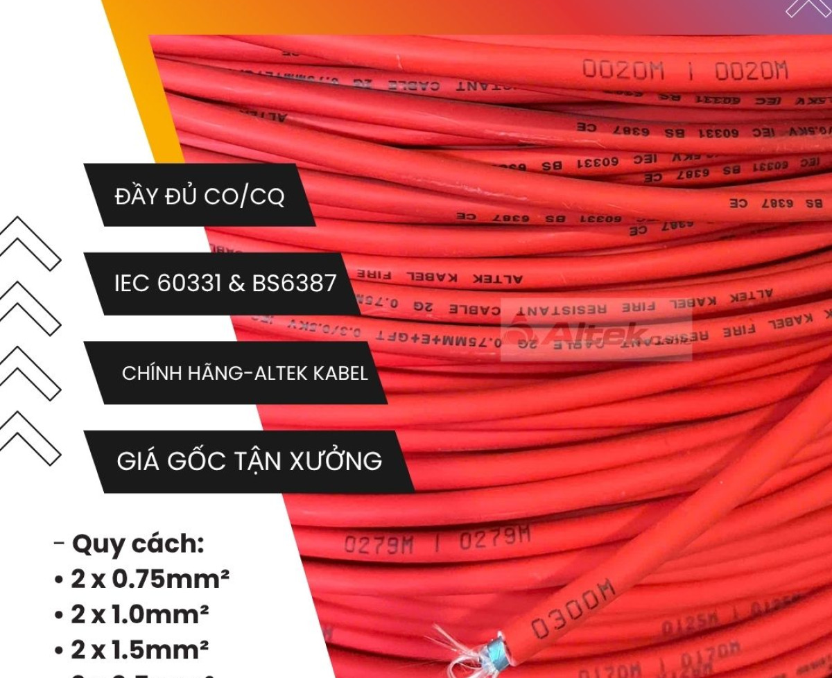 Cáp chống cháy chống nhiễu - altek kabel 2 lõi x 0.75
