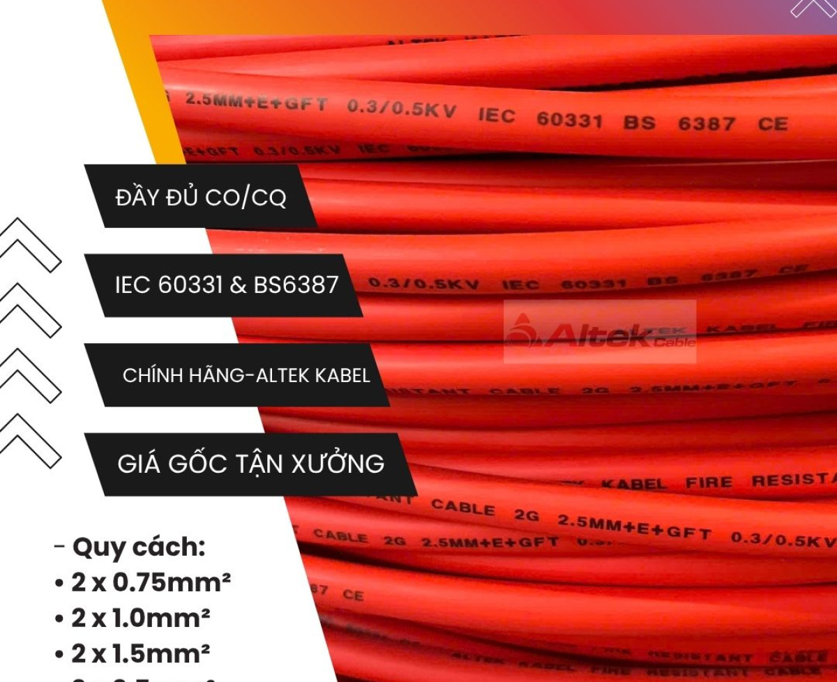 Cáp chống cháy chống nhiễu - altek kabel 2 lõi x 0.75